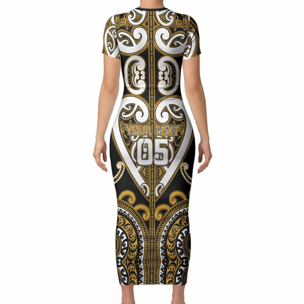 Custom Aotearoa Ngai Te Rangi Short Sleeve Bodycon Dress Maori Tribal Pattern LT05 - Polynesian Pride