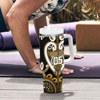Custom Aotearoa Ngai Te Rangi Tumbler With Handle Maori Tribal Pattern LT05 - Polynesian Pride