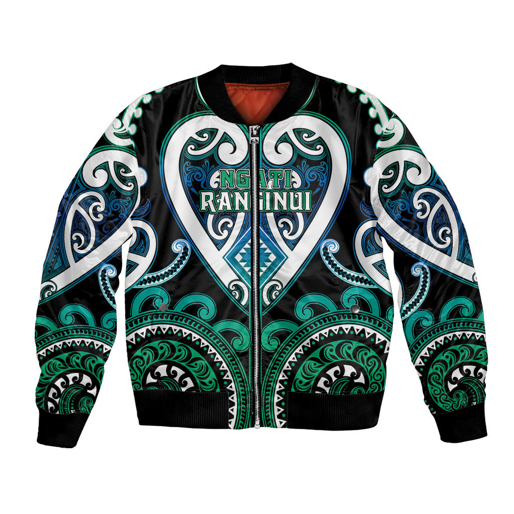 Custom Aotearoa Ngati Ranginui Bomber Jacket Maori Tribal Pattern LT05 Unisex Cyan - Polynesian Pride