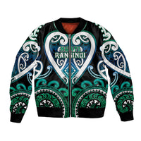 Custom Aotearoa Ngati Ranginui Bomber Jacket Maori Tribal Pattern LT05 Unisex Cyan - Polynesian Pride