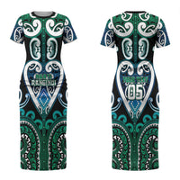 Custom Aotearoa Ngati Ranginui Couples Matching Short Sleeve Bodycon Dress and Long Sleeve Button Shirt Maori Tribal Pattern LT05 - Polynesian Pride