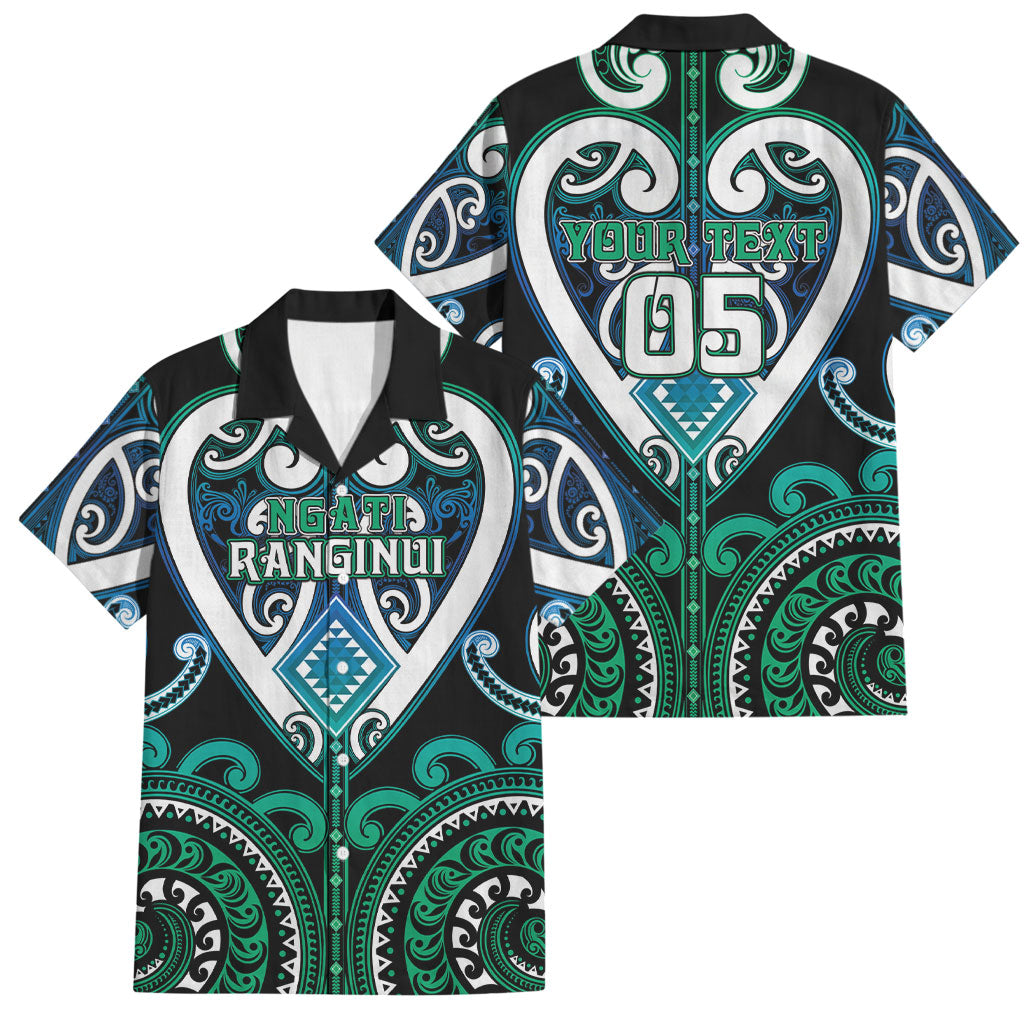 Custom Aotearoa Ngati Ranginui Family Matching Mermaid Dress and Hawaiian Shirt Maori Tribal Pattern LT05 Dad's Shirt - Short Sleeve Cyan - Polynesian Pride