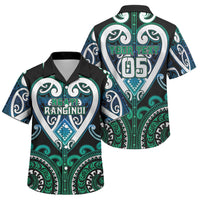 Custom Aotearoa Ngati Ranginui Family Matching Off The Shoulder Long Sleeve Dress and Hawaiian Shirt Maori Tribal Pattern LT05 Son's Shirt Cyan - Polynesian Pride