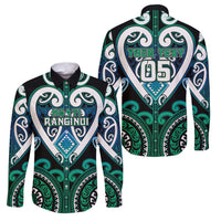 Custom Aotearoa Ngati Ranginui Family Matching Off Shoulder Maxi Dress and Hawaiian Shirt Maori Tribal Pattern LT05 Dad's Shirt - Long Sleeve Cyan - Polynesian Pride