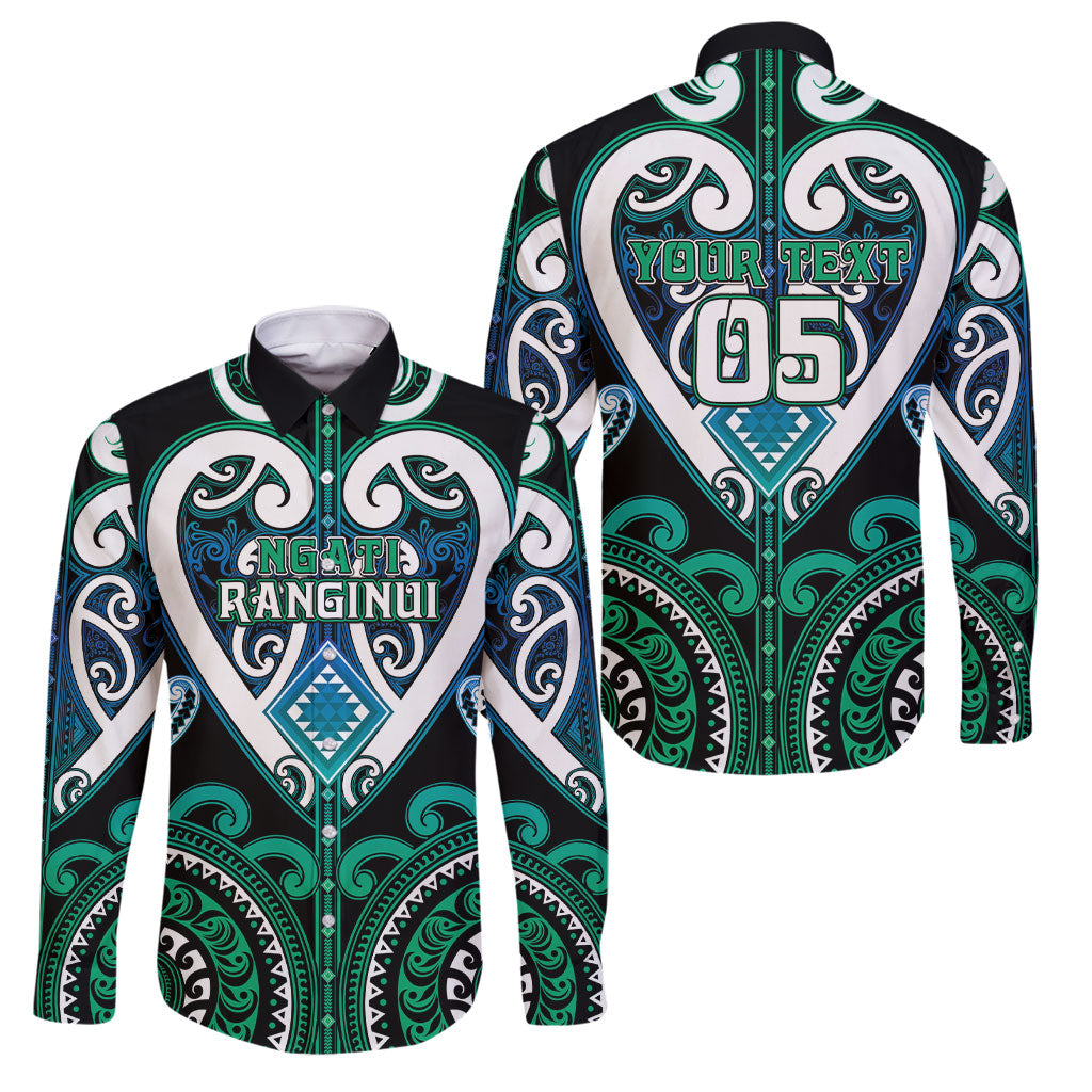 Custom Aotearoa Ngati Ranginui Family Matching Short Sleeve Bodycon Dress and Hawaiian Shirt Maori Tribal Pattern LT05 Dad's Shirt - Long Sleeve Cyan - Polynesian Pride