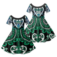 Custom Aotearoa Ngati Ranginui Family Matching Summer Maxi Dress and Hawaiian Shirt Maori Tribal Pattern LT05 Daughter's Dress Cyan - Polynesian Pride