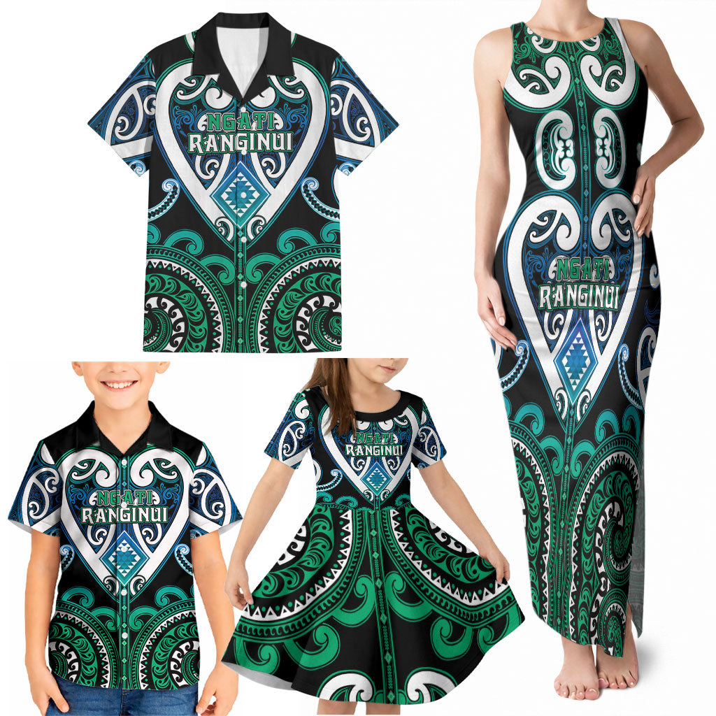Custom Aotearoa Ngati Ranginui Family Matching Tank Maxi Dress and Hawaiian Shirt Maori Tribal Pattern LT05 - Polynesian Pride