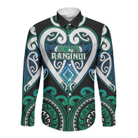 Custom Aotearoa Ngati Ranginui Long Sleeve Button Shirt Maori Tribal Pattern LT05 Unisex Cyan - Polynesian Pride