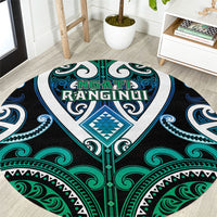 Aotearoa Ngati Ranginui Round Carpet Maori Tribal Pattern LT05 Cyan - Polynesian Pride