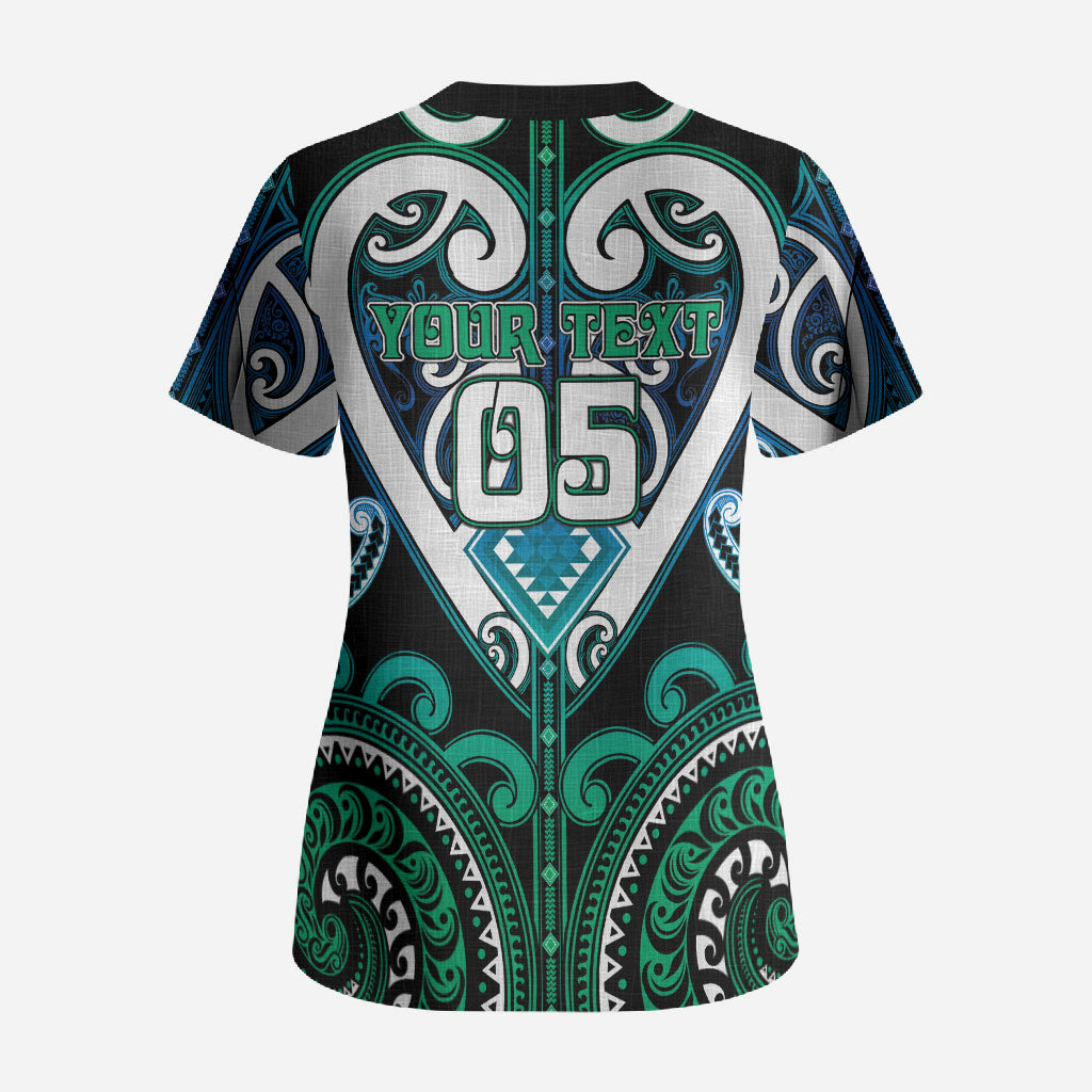 Custom Aotearoa Ngati Ranginui Scrub Top Maori Tribal Pattern LT05 - Polynesian Pride