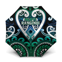 Aotearoa Ngati Ranginui Umbrella Maori Tribal Pattern LT05 One Size Folded 11.42 inch Opened Diameter 37.4 inch Cyan - Polynesian Pride