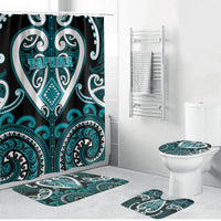 Aotearoa Tapuika Bathroom Set Maori Tribal Pattern LT05 Bathroom Set (4 pcs) Teal - Polynesian Pride