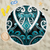 Aotearoa Tapuika Beach Blanket Maori Tribal Pattern LT05 One Size 150cm Teal - Polynesian Pride