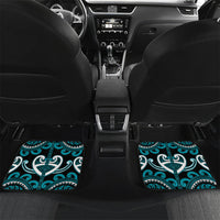 Custom Aotearoa Tapuika Car Mats Maori Tribal Pattern LT05 Set 2pcs - Back Teal - Polynesian Pride
