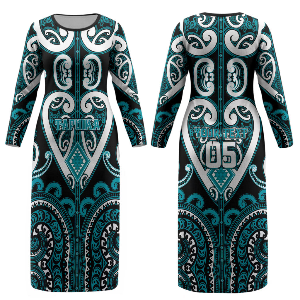 Custom Aotearoa Tapuika Couples Matching Long Sleeve Bodycon Dress and Long Sleeve Button Shirt Maori Tribal Pattern LT05 - Polynesian Pride
