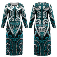Custom Aotearoa Tapuika Couples Matching Long Sleeve Bodycon Dress and Long Sleeve Button Shirt Maori Tribal Pattern LT05 - Polynesian Pride