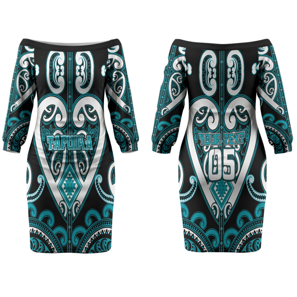 Custom Aotearoa Tapuika Couples Matching Off The Shoulder Long Sleeve Dress and Hawaiian Shirt Maori Tribal Pattern LT05 - Polynesian Pride