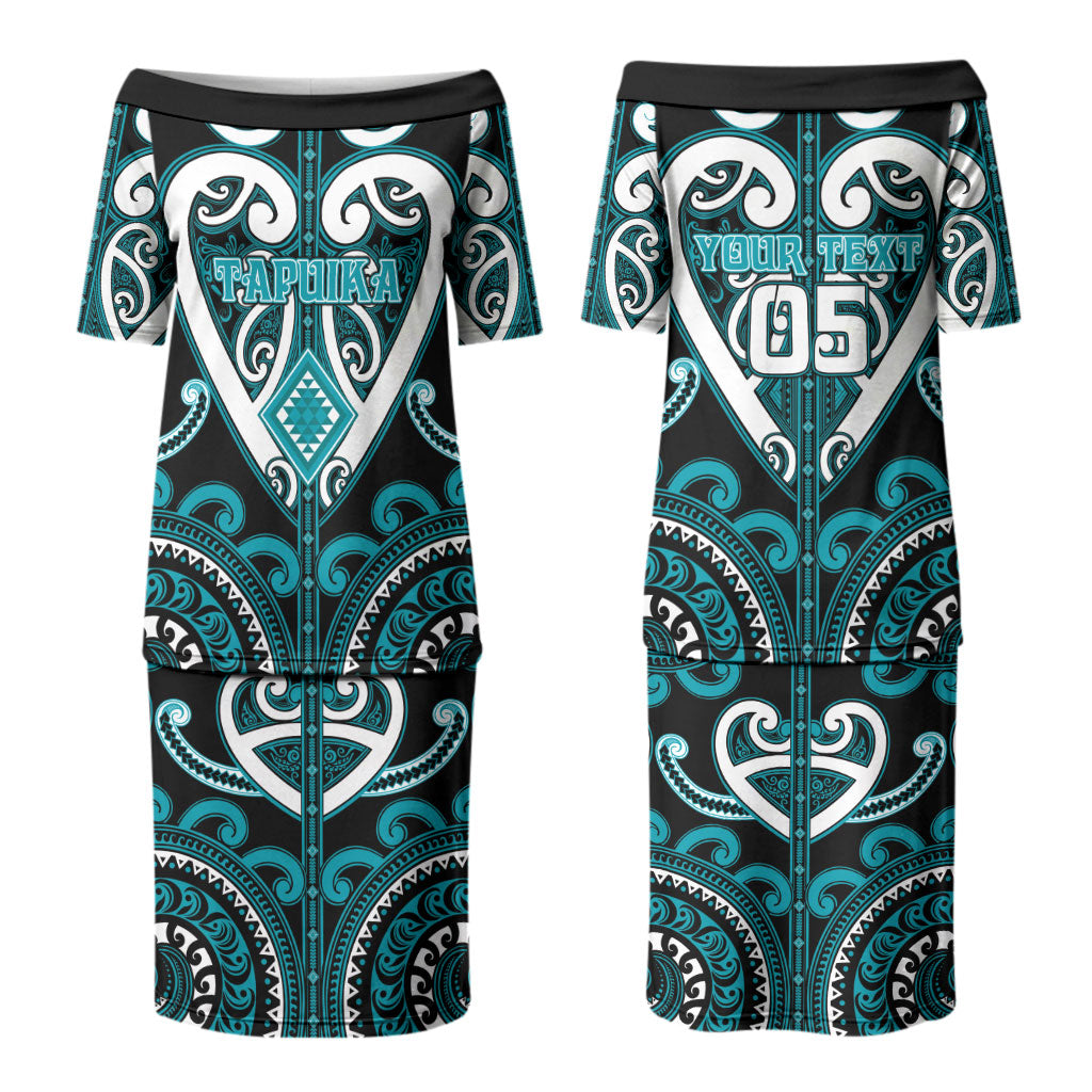 Custom Aotearoa Tapuika Couples Matching Puletasi and Long Sleeve Button Shirt Maori Tribal Pattern LT05 - Polynesian Pride