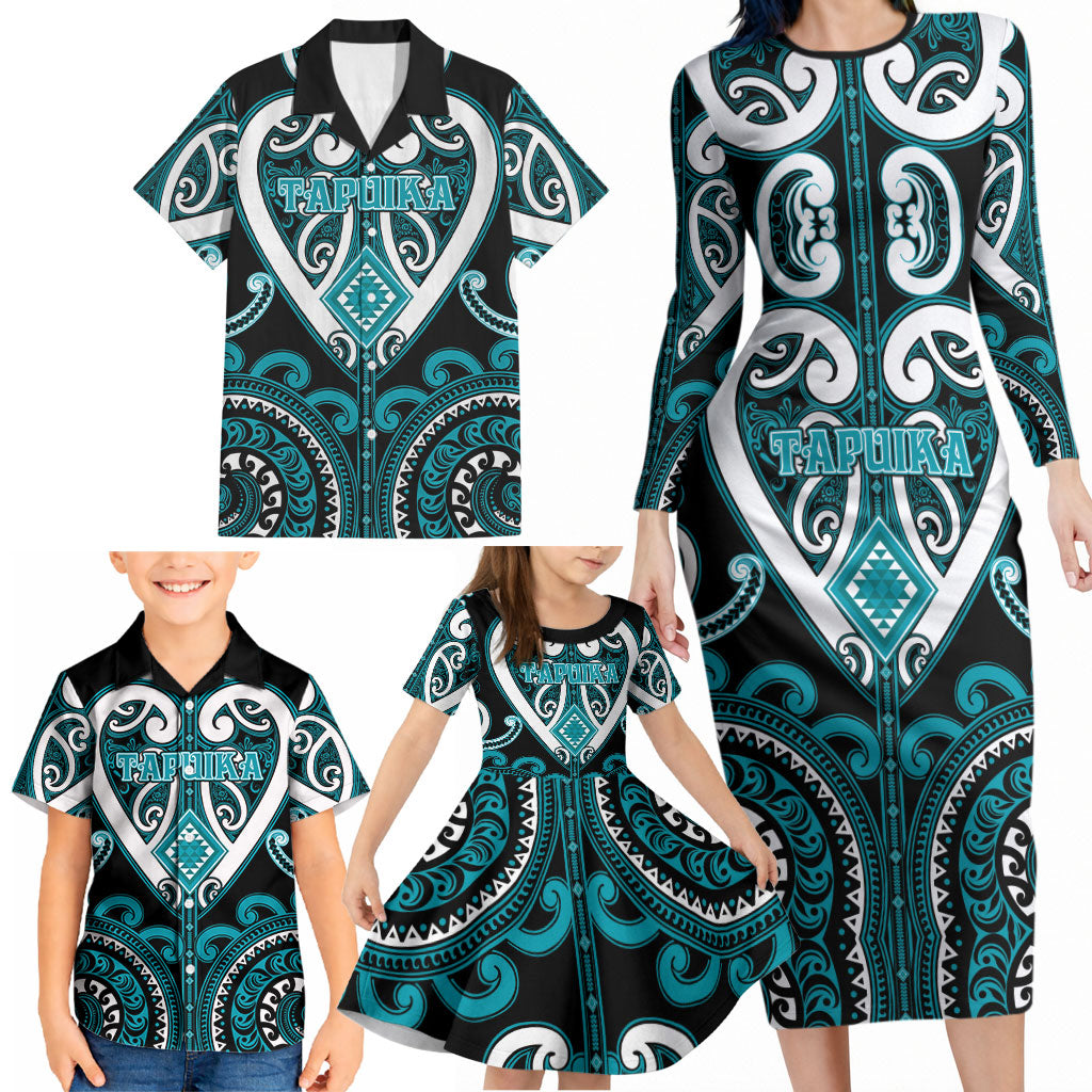 Custom Aotearoa Tapuika Family Matching Long Sleeve Bodycon Dress and Hawaiian Shirt Maori Tribal Pattern LT05 - Polynesian Pride