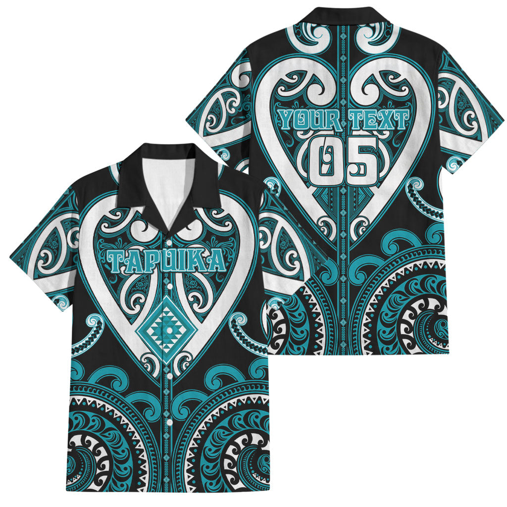 Custom Aotearoa Tapuika Family Matching Off The Shoulder Long Sleeve Dress and Hawaiian Shirt Maori Tribal Pattern LT05 Dad's Shirt - Short Sleeve Teal - Polynesian Pride