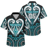 Custom Aotearoa Tapuika Family Matching Short Sleeve Bodycon Dress and Hawaiian Shirt Maori Tribal Pattern LT05 Son's Shirt Teal - Polynesian Pride