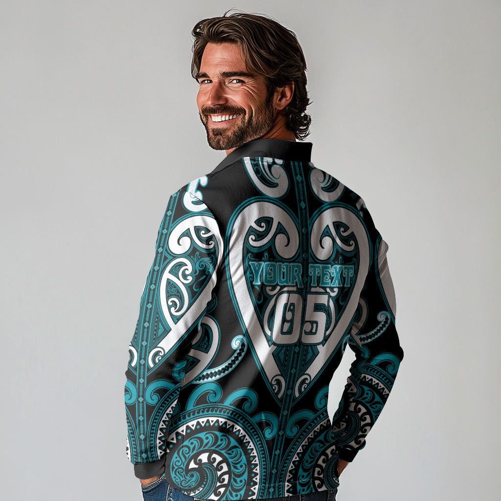 Custom Aotearoa Tapuika Long Sleeve Polo Shirt Maori Tribal Pattern LT05 - Polynesian Pride