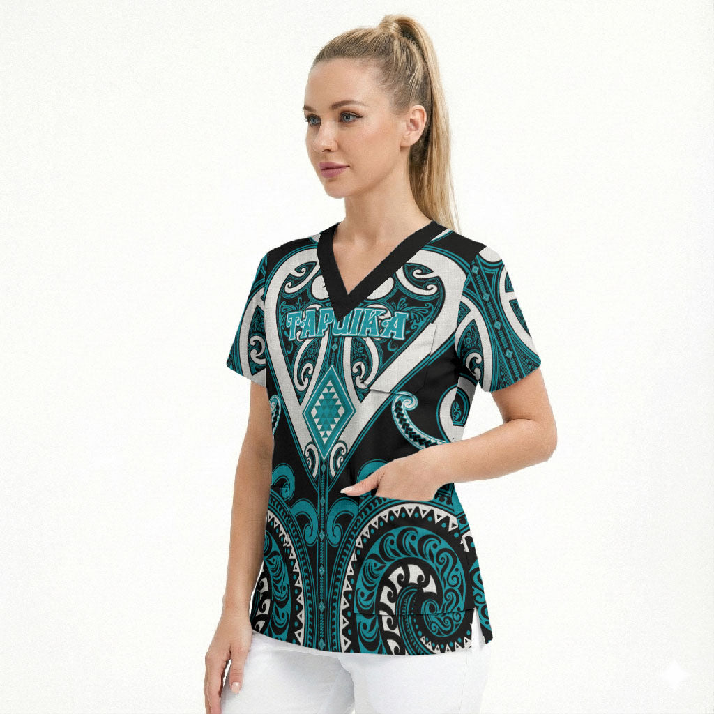 Custom Aotearoa Tapuika Scrub Top Maori Tribal Pattern LT05 - Polynesian Pride