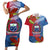 Personalized Samoa Couples Matching Short Sleeve Bodycon Dress and Hawaiian Shirt Teuila Torch Ginger Mix Polynesian Tribal LT05 Blue - Polynesian Pride