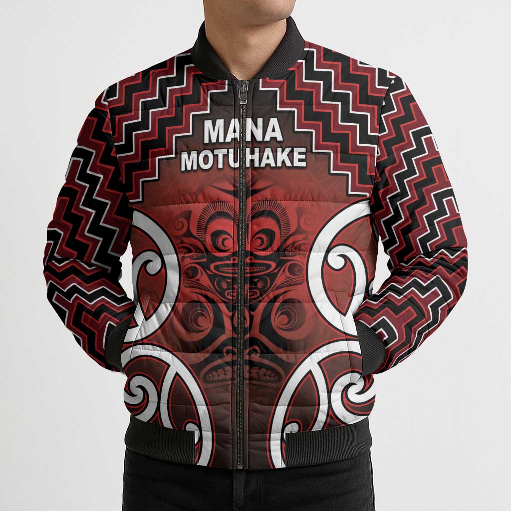 Personalised Aotearoa Mana Motuhake Bomber Puffer Jacket Poutama With Maori Pattern - Polynesian Pride