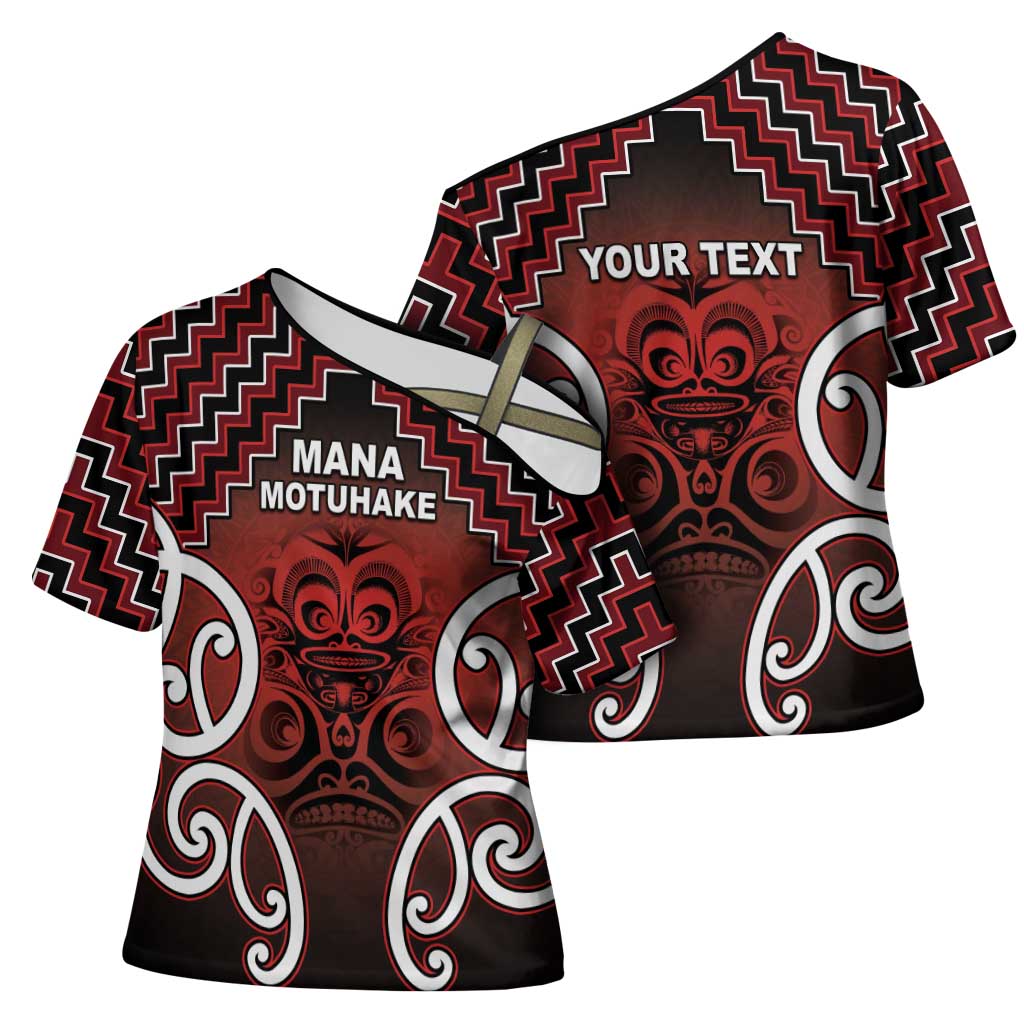 Personalised Aotearoa Mana Motuhake Cross Shoulder Shirt Poutama With Maori Pattern - Polynesian Pride