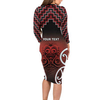 Personalised Aotearoa Mana Motuhake Family Matching Long Sleeve Bodycon Dress and Hawaiian Shirt Poutama With Maori Pattern - Polynesian Pride
