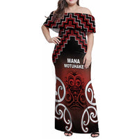 Personalised Aotearoa Mana Motuhake Family Matching Off Shoulder Maxi Dress and Hawaiian Shirt Poutama With Maori Pattern - Polynesian Pride