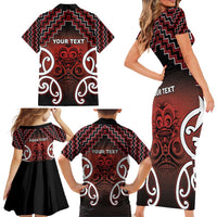 Personalised Aotearoa Mana Motuhake Family Matching Short Sleeve Bodycon Dress and Hawaiian Shirt Poutama With Maori Pattern - Polynesian Pride