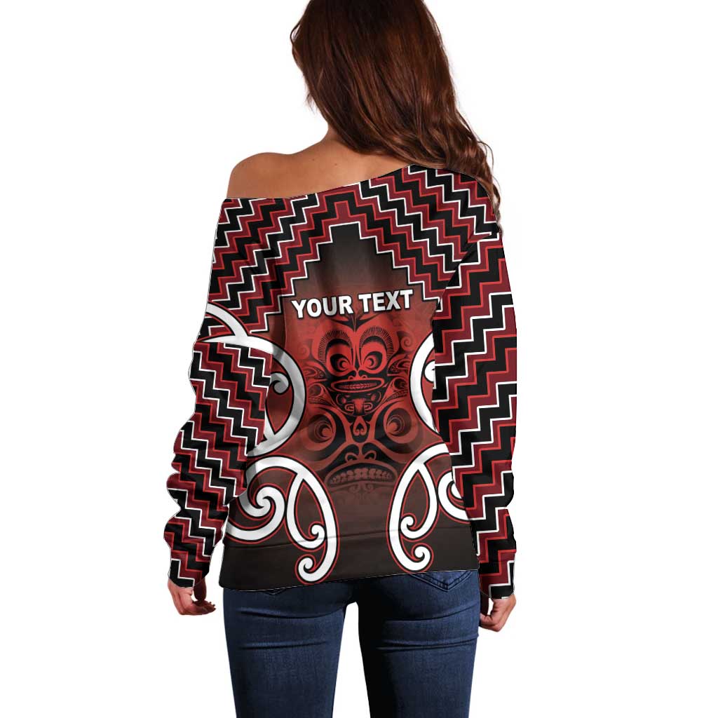 Personalised Aotearoa Mana Motuhake Off Shoulder Sweater Poutama With Maori Pattern - Polynesian Pride