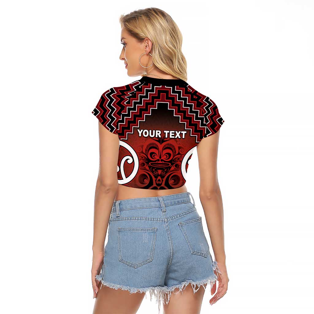 Personalised Aotearoa Mana Motuhake Raglan Cropped T Shirt Poutama With Maori Pattern - Polynesian Pride