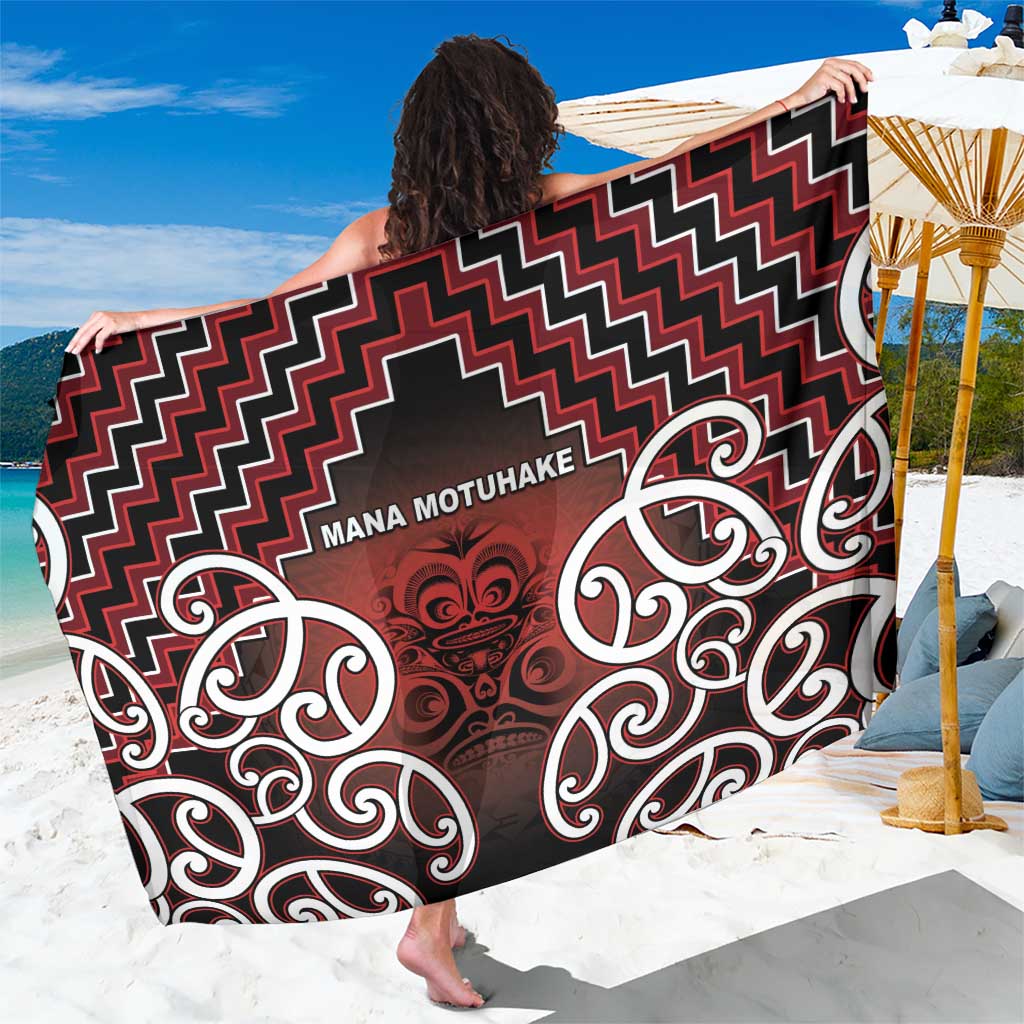Aotearoa Mana Motuhake Sarong Poutama With Maori Pattern LT05 One Size 44 x 66 inches Red - Polynesian Pride