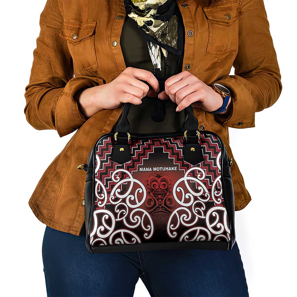 Aotearoa Mana Motuhake Shoulder Handbag Poutama With Maori Pattern - Polynesian Pride