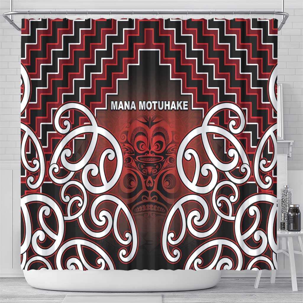 Aotearoa Mana Motuhake Shower Curtain Poutama With Maori Pattern - Polynesian Pride