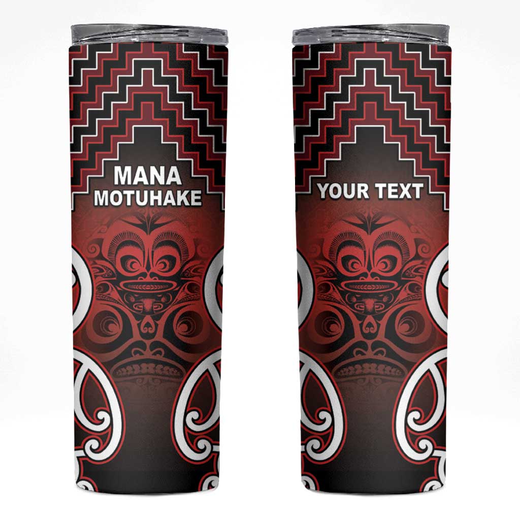 Personalised Aotearoa Mana Motuhake Skinny Tumbler Poutama With Maori Pattern - Polynesian Pride