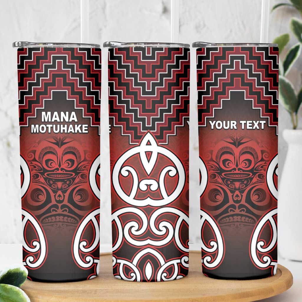 Personalised Aotearoa Mana Motuhake Skinny Tumbler Poutama With Maori Pattern - Polynesian Pride