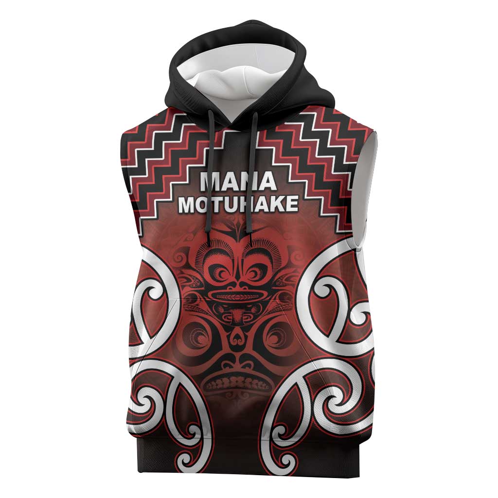 Personalised Aotearoa Mana Motuhake Sleeveless Hoodie Poutama With Maori Pattern - Polynesian Pride
