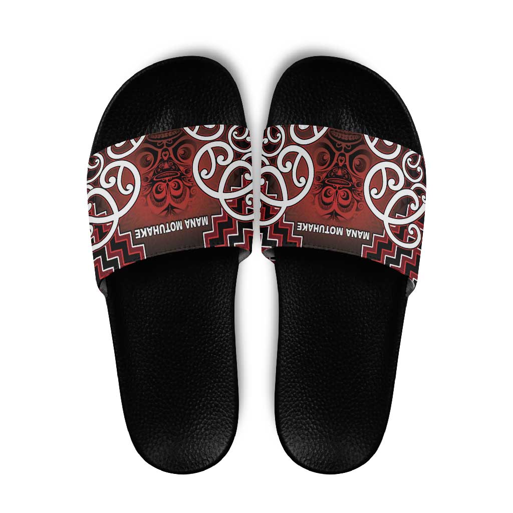 Aotearoa Mana Motuhake Slide Sandals Poutama With Maori Pattern LT05 Red - Polynesian Pride