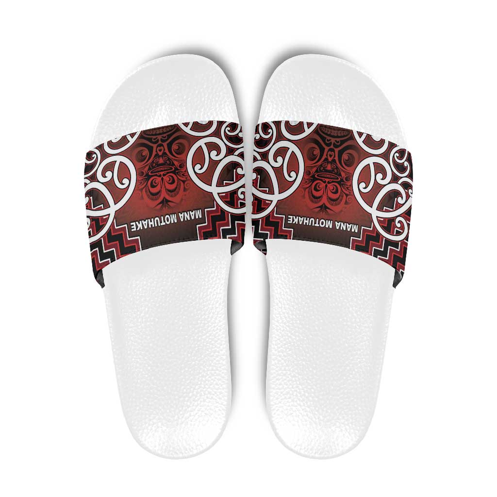 Aotearoa Mana Motuhake Slide Sandals Poutama With Maori Pattern LT05 Red - Polynesian Pride