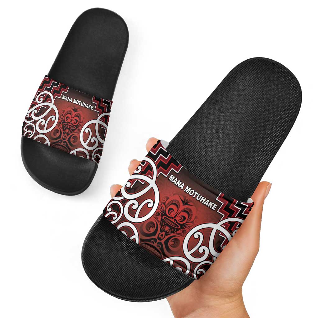 Aotearoa Mana Motuhake Slide Sandals Poutama With Maori Pattern LT05 - Polynesian Pride