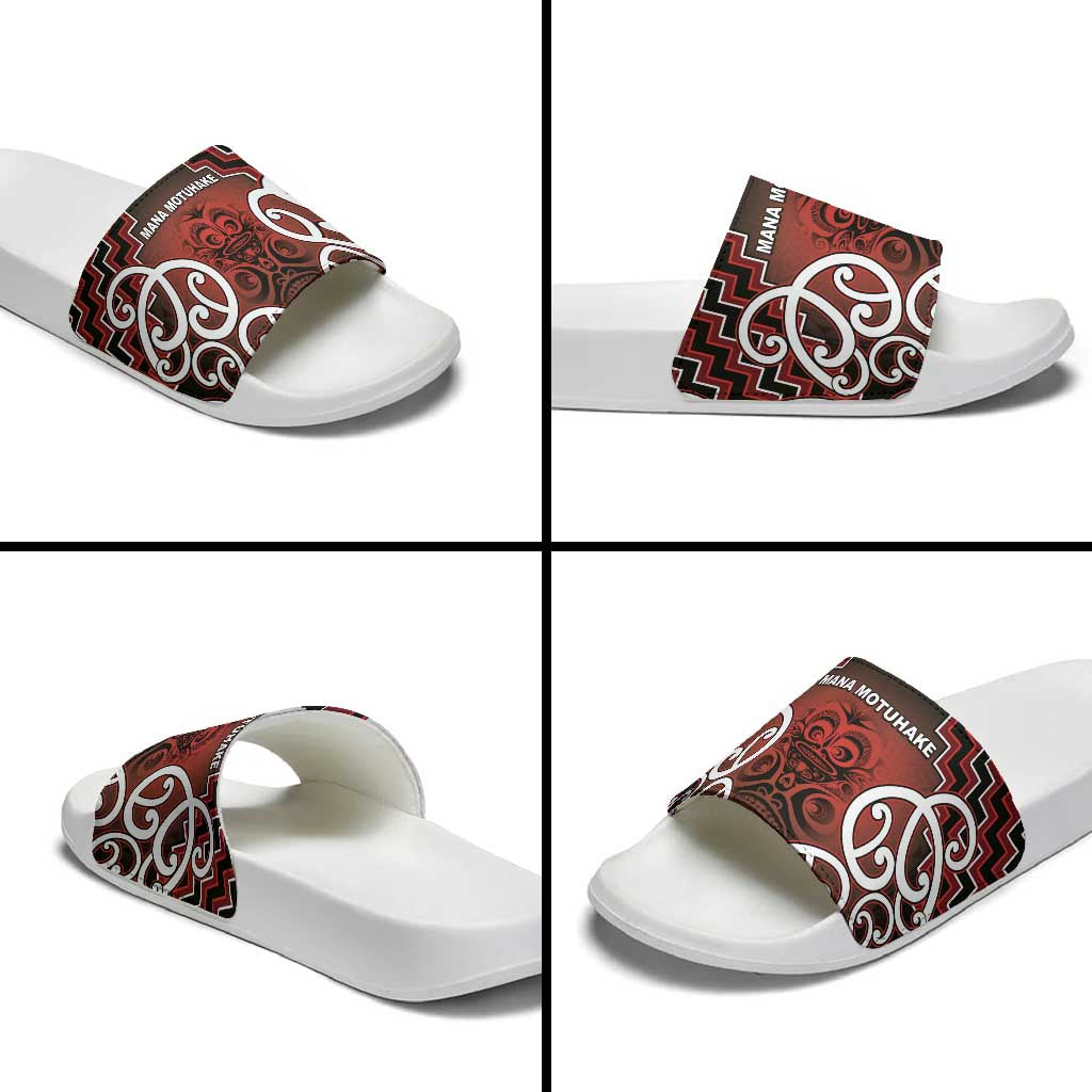 Aotearoa Mana Motuhake Slide Sandals Poutama With Maori Pattern LT05 - Polynesian Pride