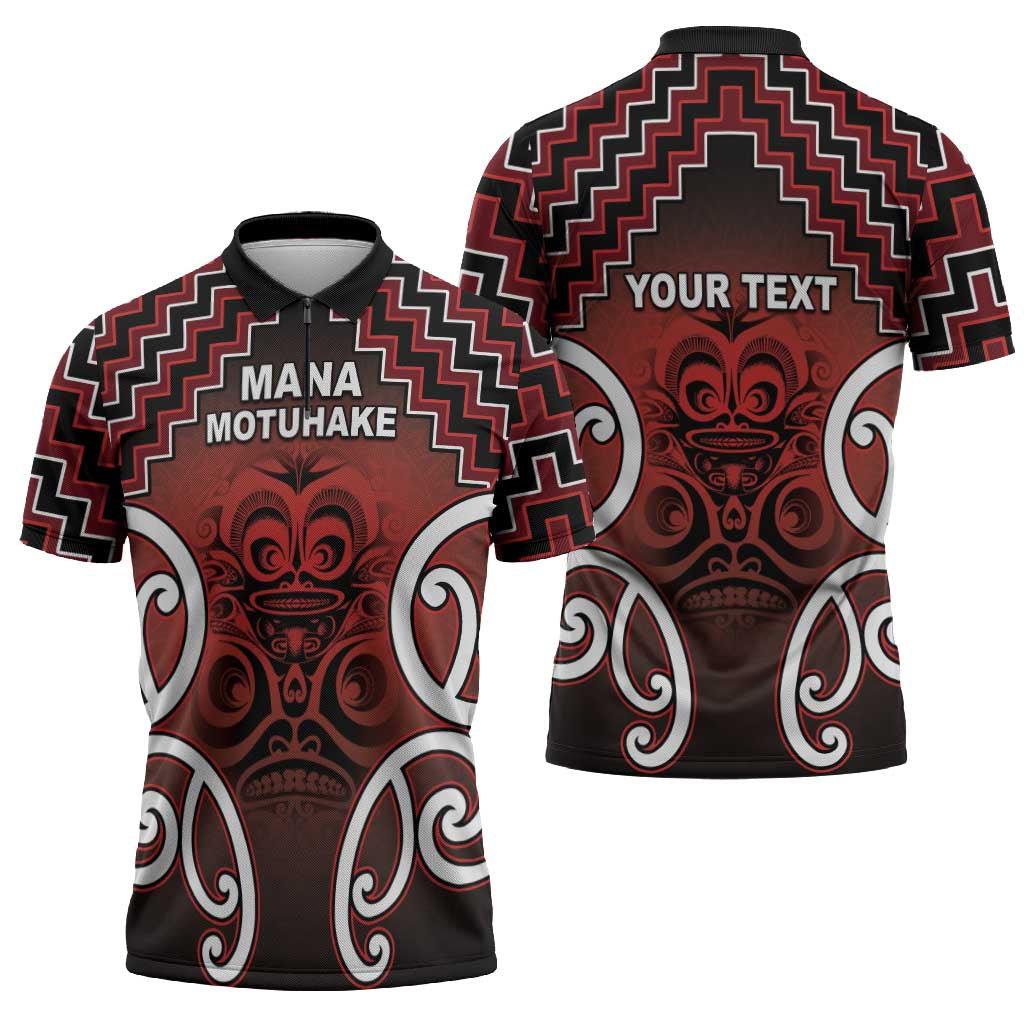 Personalised Aotearoa Mana Motuhake Zipper Polo Shirt Poutama With Maori Pattern - Polynesian Pride