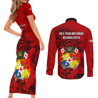 tonga-king-tupou-i-day-couples-matching-short-sleeve-bodycon-dress-and-long-sleeve-button-shirts-tropical-flowers-with-ngatu-pattern