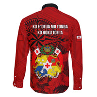 Tonga King Tupou I Day Family Matching Long Sleeve Bodycon Dress and Hawaiian Shirt Tropical Flowers With Ngatu Pattern LT05 - Polynesian Pride