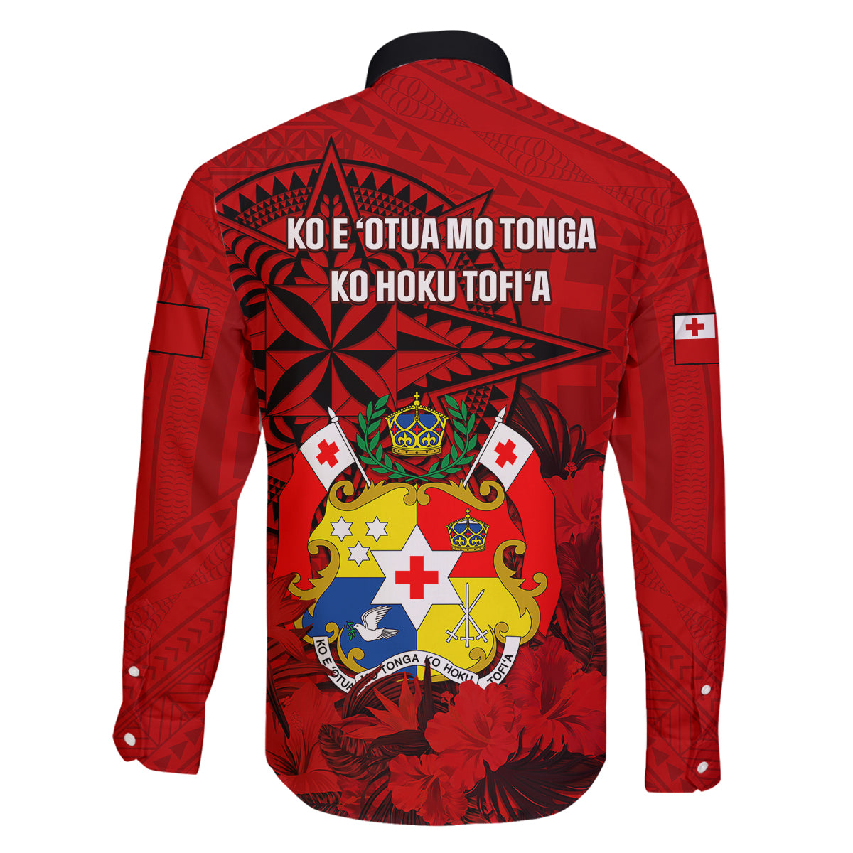 Tonga King Tupou I Day Family Matching Off Shoulder Short Dress and Hawaiian Shirt Tropical Flowers With Ngatu Pattern LT05 - Polynesian Pride