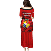 Tonga King Tupou I Day Family Matching Puletasi Dress and Hawaiian Shirt Tropical Flowers With Ngatu Pattern LT05 - Polynesian Pride